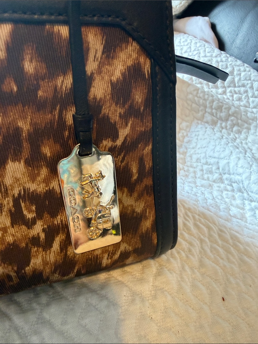 Coach Leopard-Print Satchel in Brown and Black with Gold Hardware OG dust bag - Picture 3 of 11
